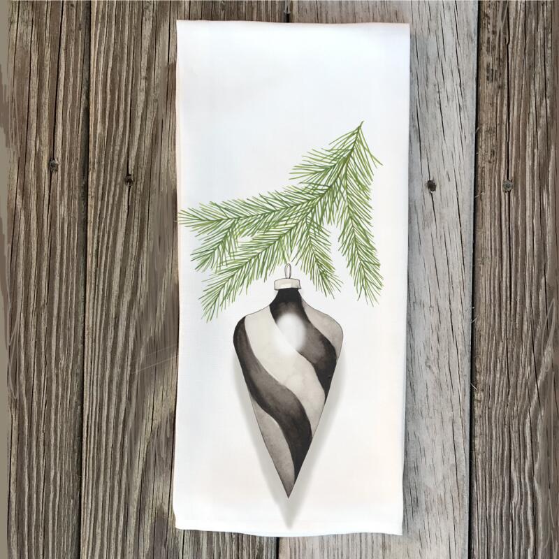black-and-white-shiny-drop-ornament-hand-towel
