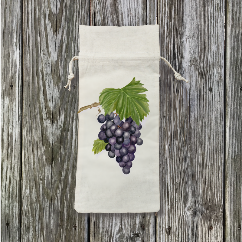 grape-cluster-with-large-leaf-wine-bag